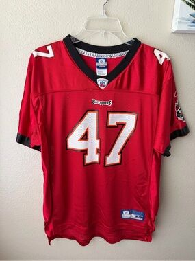 Vintage Y2K Reebok Tampa Bay Buccaneers NFL John Lynch #47 Jersey Red Youth XL